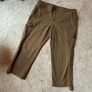 EDDIE BAUER ladies’ 14 cotton/spandex crops capris stretch ripstop bronze tan